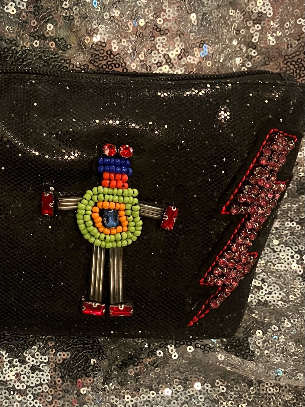 NWT Betsey Johnson 🤖 Embellished Make-up Bag - Picture 1 of 7